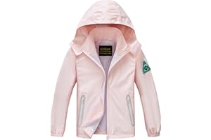 WICKHAM Boys Girls Waterproof Rain Jacket Detachable Hood Lightweight Raincoats for Kids Windbreaker Coat