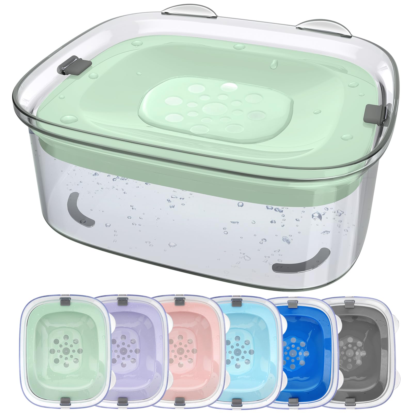 Heouvo 3L Dog Water Bowl No Spill, 101oz Large Spill Proof Dog Bowl Reduce Refill, Anti Splash No Mess Dispenser Dripless Slow Drinking Water Bowl for Sloppy Messy Drinkers (Green)