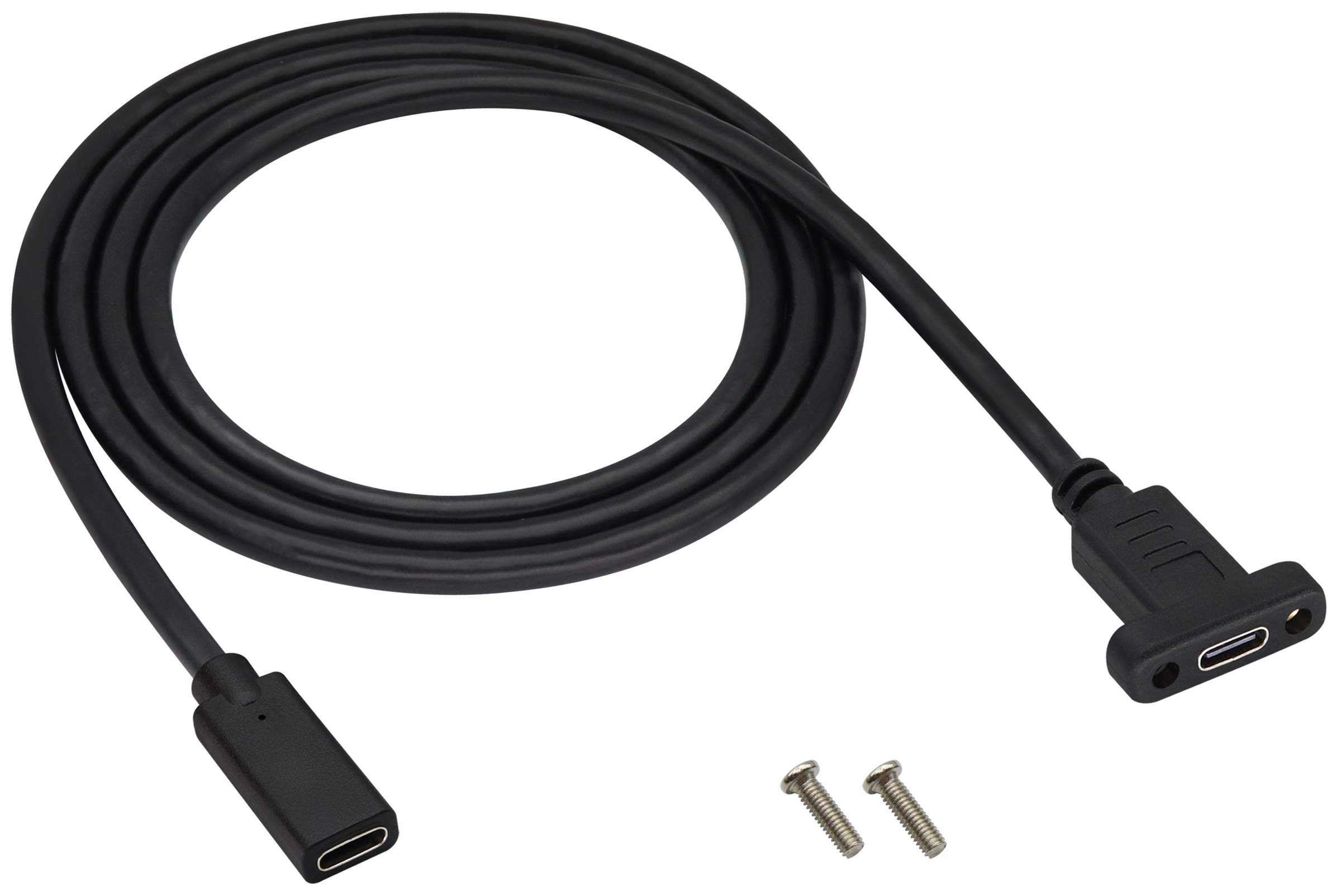 AAOTOKK Panel Mount USB C 3.1 Extension Cable 4K&60hz 10Gbps USB Type C 3.1 Female Panel Mount Screw Cable,Supports Charging,Data,Audio,Video Cable (1M/3ft)