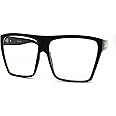 O2 Eyewear 7310 Oversized XXL Vintage Classic Nerd retro Clear Lens Glasses (BLACK, 70)