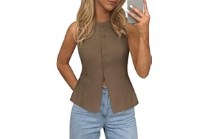 PRETTYGARDEN Womens Vests Top Trendy 2026 Spring Sleeveless Blazer Suit Summer Business Casual Work Button Down Waistcoat
