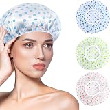 OWill 6 Pcs Shower Caps for Women Waterproof Reusable 28cm Elastic Band view 6