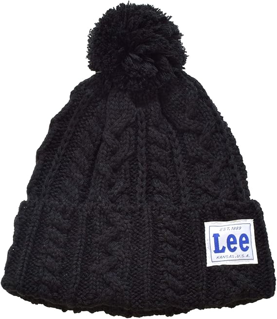 Amazon リー Lee ボンボン ニット帽 ケーブル ニットキャップ ポンポン 梵天 ケーブルニット ブランド レディース メンズ 01 ブラック ニット 通販