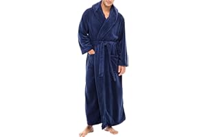 Alexander Del Rossa Mens Robe with Hood, Plush Fleece Hooded Mens Bathrobe, Big and Tall Bath Robe for Men