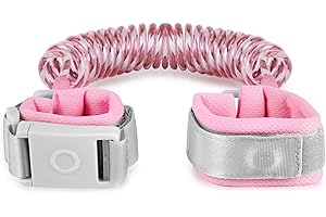 BETERTEK Baby Leash with Magnetic Unlock Design (6.56ft) Pink Child Anti Lost Wrist Link Safety Toddler Wrist Leash with Reflective Strap Kid Leashes Harness