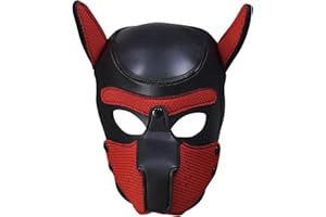 Moleney Adults Neoprene Puppy Hood Mask, Removable Cosplay Dog Full Face Pup Hood Mask