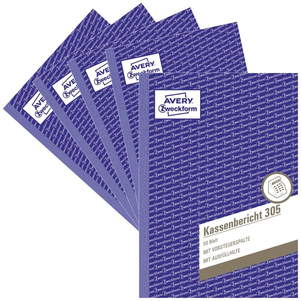 Avery Zweckform 305-5 Cash Statement Pad A5 50 Sheets 5-Pack