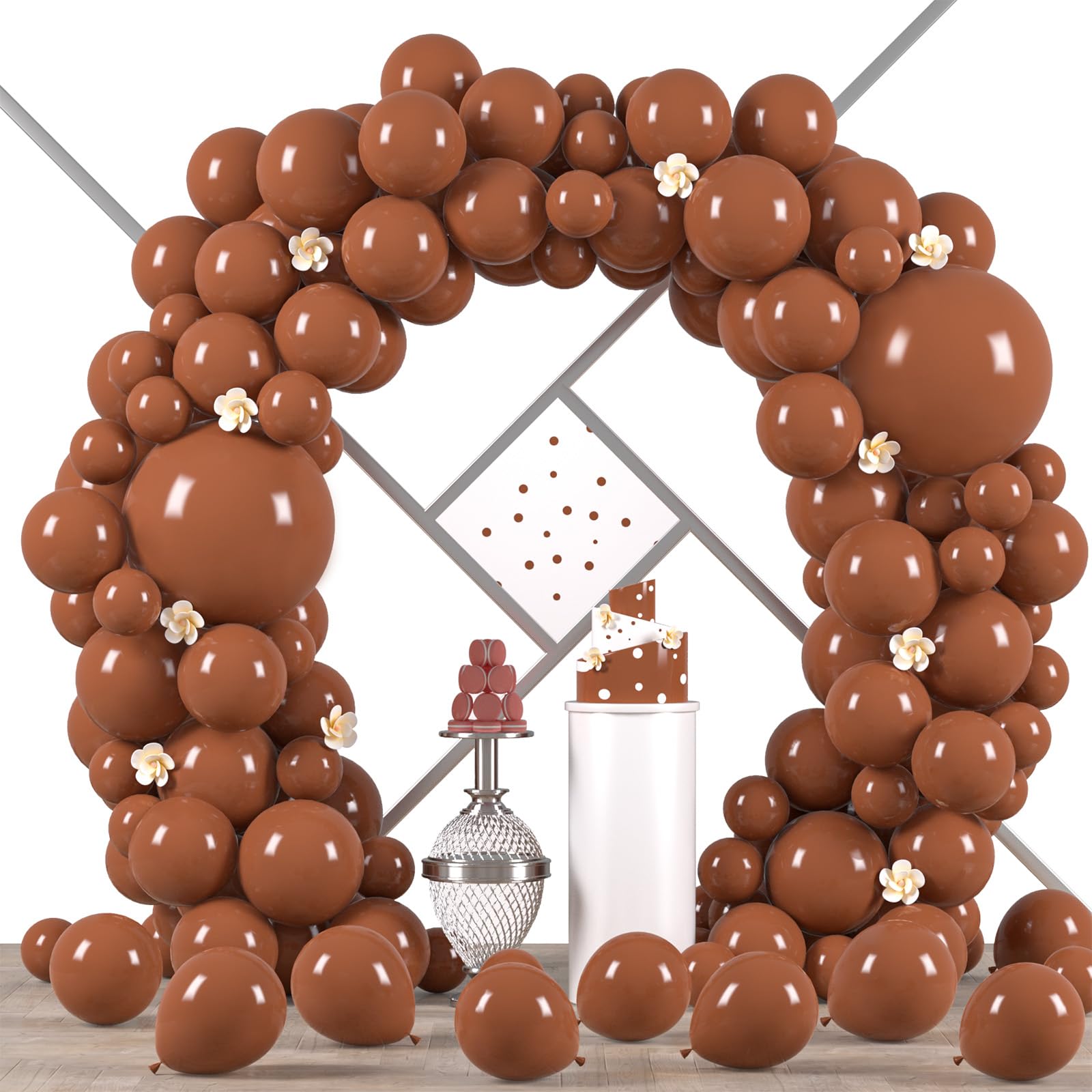 Photo 1 of Voircoloria 90pack Coffee Balloons Different Size 18/12/10/5 Inch Coffee Balloon Garland Arch Kit for Graduation, Wedding, Birthday, Thanksgiving Day Party, Baby Shower, Anniversary Party Decorations
