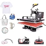 CO-Z 110V 5 in 1 Heat Press 360 Degree Swivel Heat Press Machine Multifunction Sublimation Combo T Shirt Press Machine for Mu