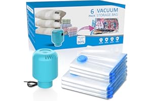 SZO 6 Pack Vacuum Storage Bags With Electric Air Pump,(3 Jumbo/3 Large) Vacuum Seal Bags For Clothing Travel, Space Saver Bags For Luggage, Blankets,Bedding,Moving