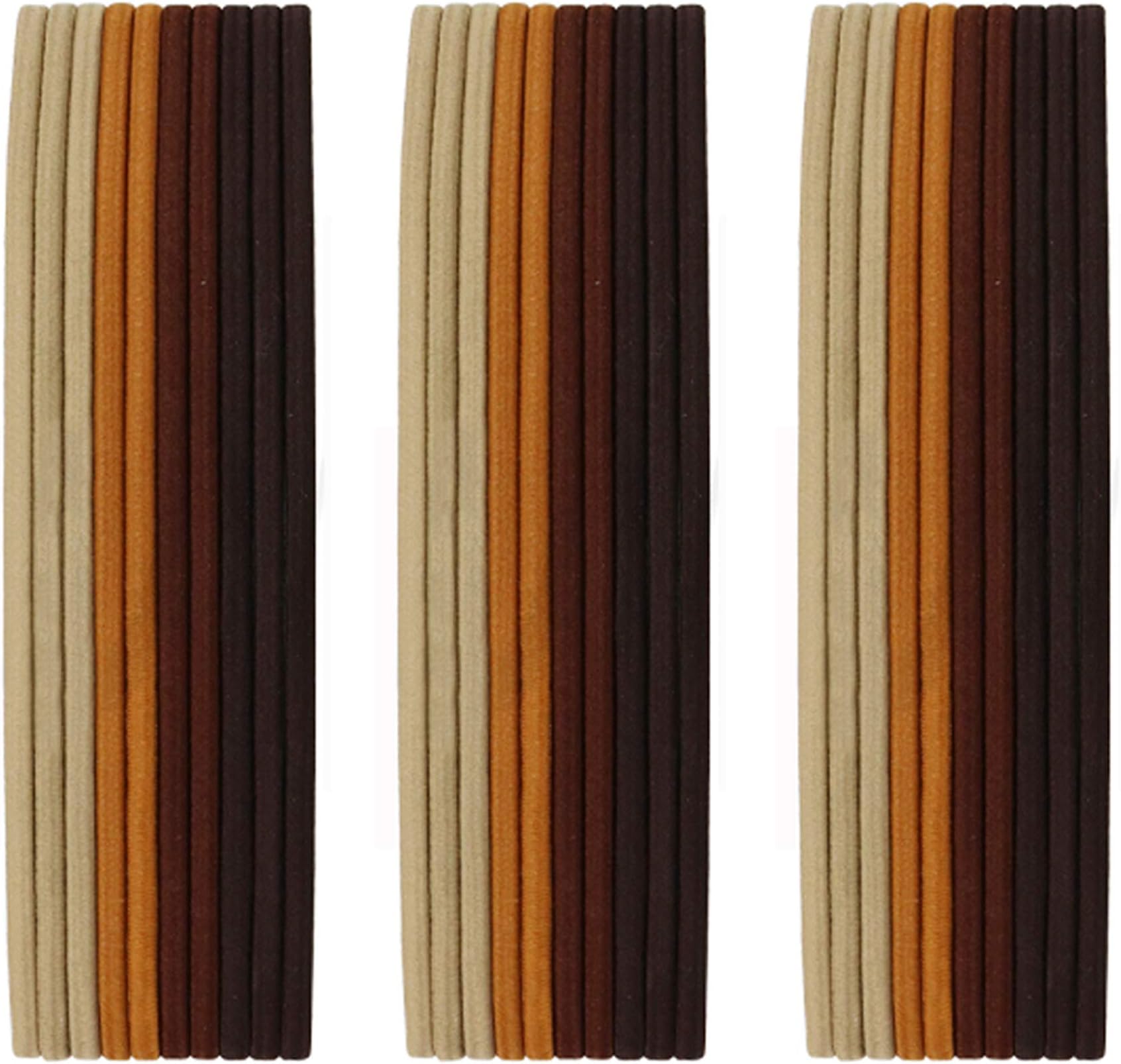 Charlotte 30Pcs Thin Elastic Headbands Sweatband for Men and Women No Metal Ouchless Hair Flat Narrow Headwrap (Thin 5mm, Brown Mix)