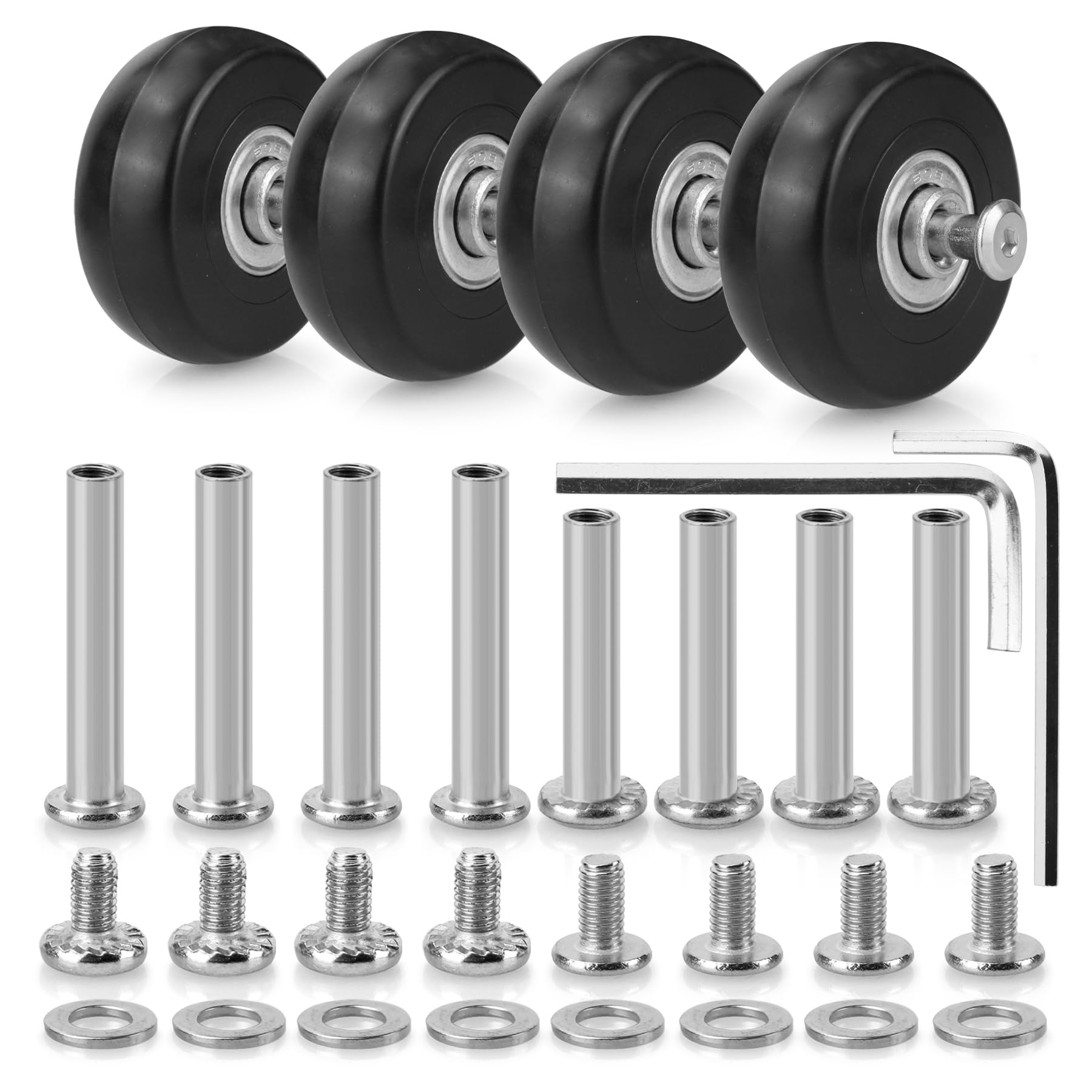 Zoofen 50 x 18mm Luggage Replacement Wheels 4 Pcs Rubber Suitcase Replacement Wheels Wear-Resistant Repair Wheels for Luggage