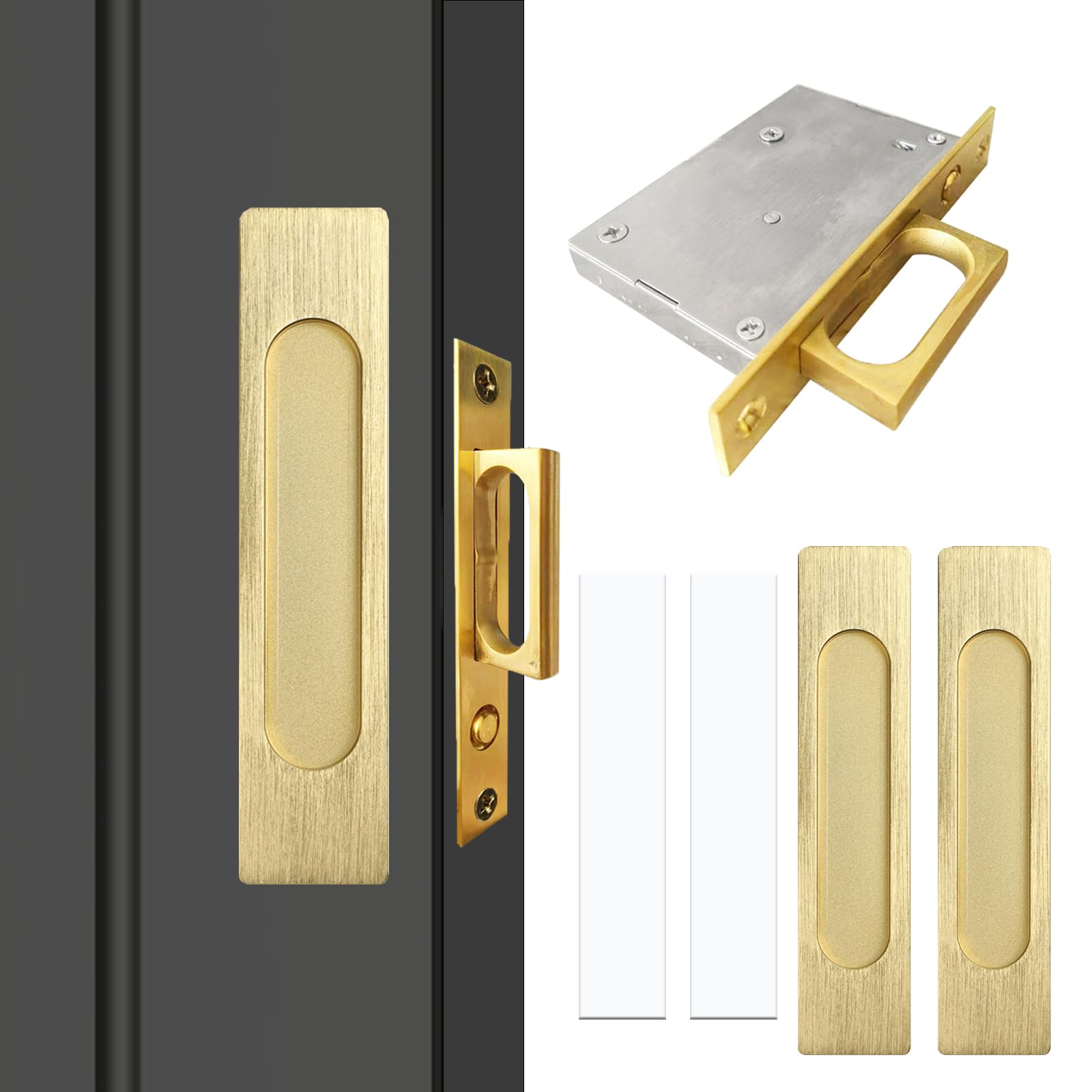 Photo 1 of Youthua Recessed Finger Flush Pulls with Edge Pull, Sliding Barn Door Handle Hardware, for Cabinet, Pocket, Closet, Barn Door Handle Pulls (Gold, 180mm(7.07in))
