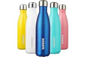 BJPKPK Insulated Water Bottles -17oz/500ml -Stainless Steel Water bottles, Sports water bottles Keep cold for 24 Hours and hot for 12 Hours,BPA Free water bottles for travel- Blue