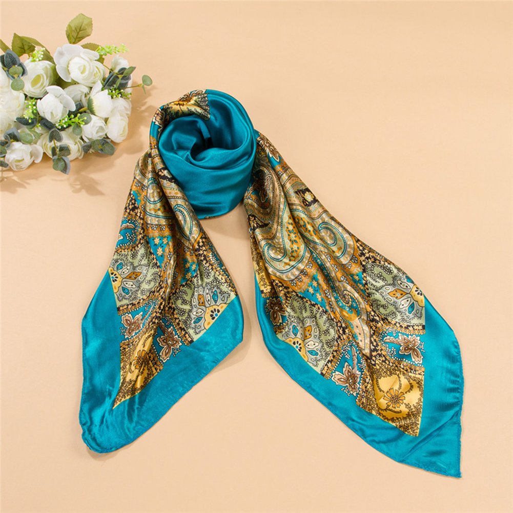 Vinmax Classical Pattern Large Square women girl Scarf Silk Scarves Elegant Scarves (Blue)