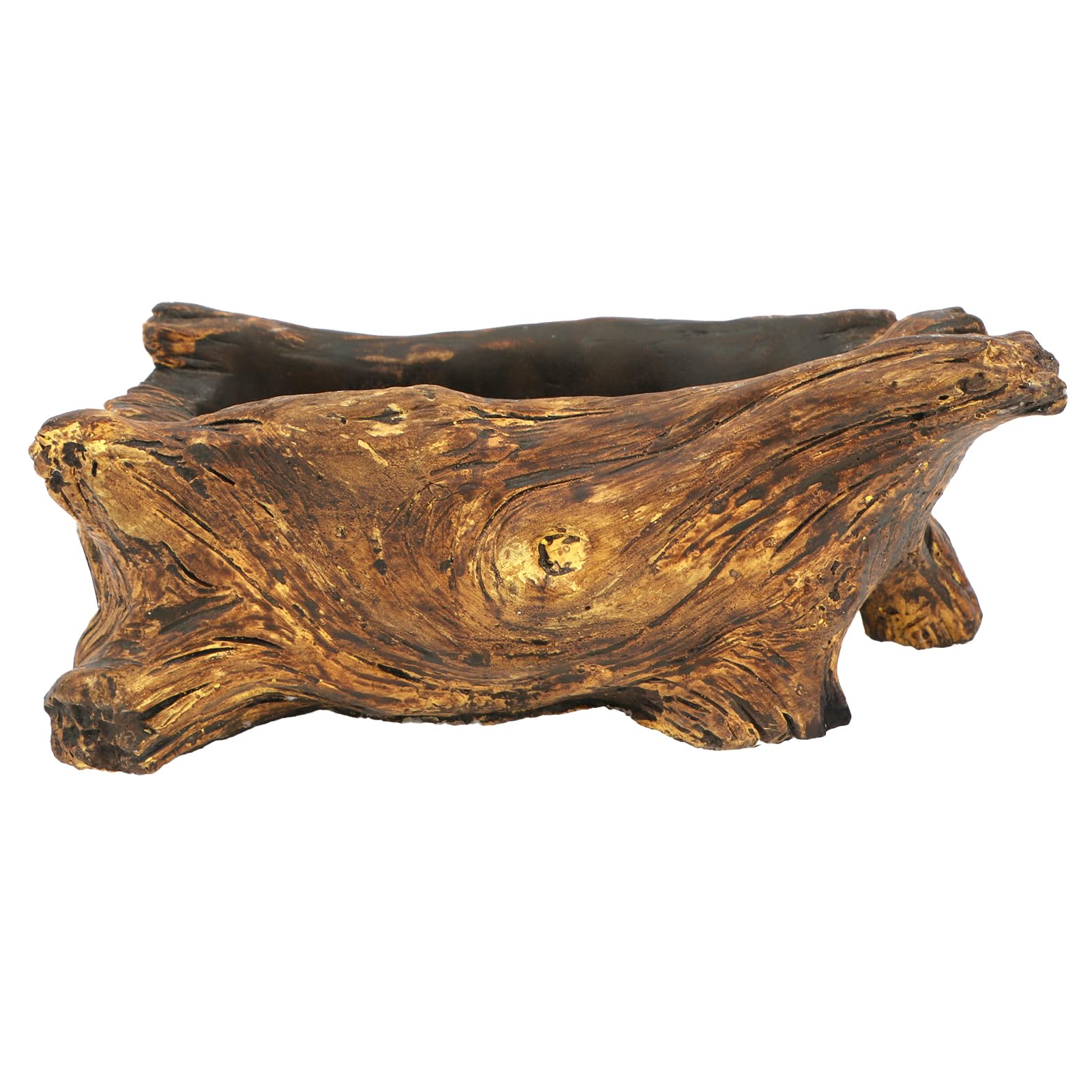 happy bonsai Cement Driftwood Planter Gardening Pot Stump Log Vintage Container