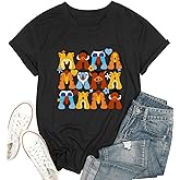 Mama Shirts for Women Funny Mama Letter Print Tshirt Graphic Casual Short Sleeve Mother's Day