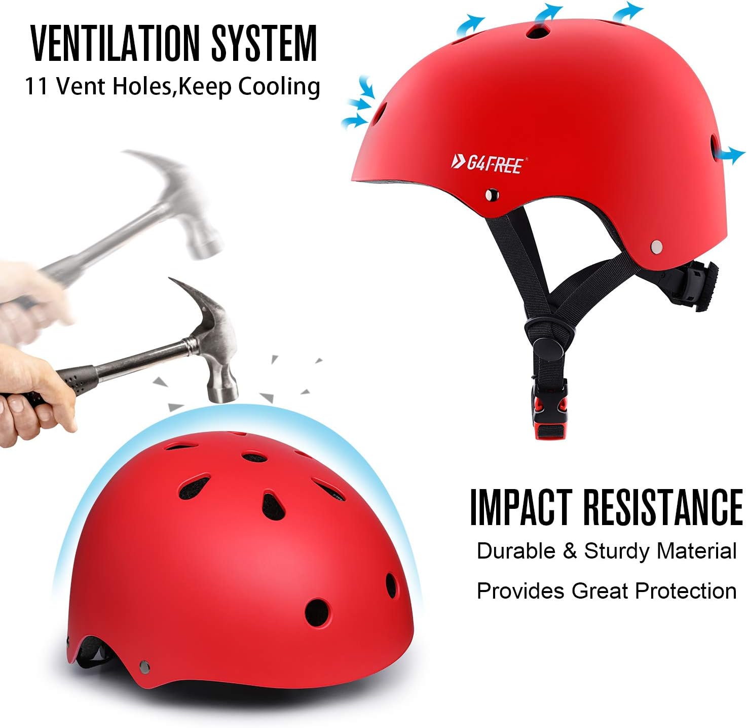 G4Free Kids Adults Skateboard Bike Helmet for Women Men Durable Impact Resistance Multi Sports Roller Skate Cycling Scootes Helmet : Sports & Outdoors