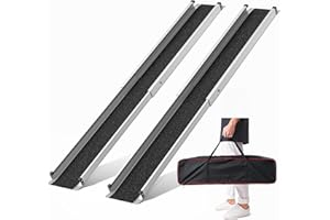 KOLOTOOL Adjustable Wheelchair Ramp 7FT Telescoping Portable Wheelchair Ramps for Steps Ramps for Wheelchair for Home with Storage Bag Aluminum Non-Skid Ramps 84" L x 7.4" W 600lbs Capacity (2 Pack)