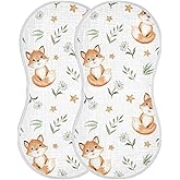 Kigai Baby Burp Cloths 2 Pack- Fox Baby Cartoon Super Absorbent and Soft Burping Rags - Cotton Burp Clothes Set for Boys and Girls