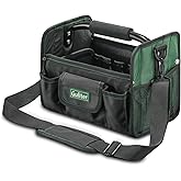 Guliter 11 Inch Small Tool Bag, Open Top Tool Tote with Stainless Steel Handle and Adjustable Shoulder Strap,21 Pockets Elect