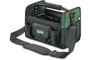 Guliter 11 Inch Small Tool Bag, Open Top Tool Tote with Stainless Steel Handle and Adjustable Shoulder Strap,21 Pockets Elect
