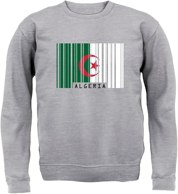 Algériealgeria Drapeau Code Barre Enfant Sweat Gris