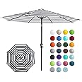 JEAREY 9FT Outdoor Patio Umbrella Outdoor Table Umbrella with Push Button Tilt and Crank, Market Umbrella 8 Sturdy Ribs UV Protection Waterproof for Garden, Deck, Backyard, Pool (Black & White Stripe)
