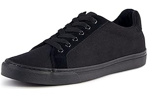 TOBER Men's Black Classic Low Top Shoes Canvas Fashion Sneaker with Soft Insole Causal Dress Shoes for Men Comfortable Walking Shoes