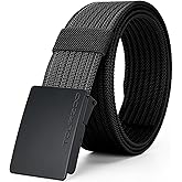 TOURZOO Nylon Military Tactical Belts for Men 1.5" No Holes Adjustable Webbing Canvas Belt for Hiking, Casual & Outdoor