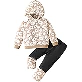 Jecson Toddler Baby Girl Clothes: Soft Fleece & Thermal Outfits Set Animal Pattern Hoodie & Pants Cute Winter Home Out 6M-4Y