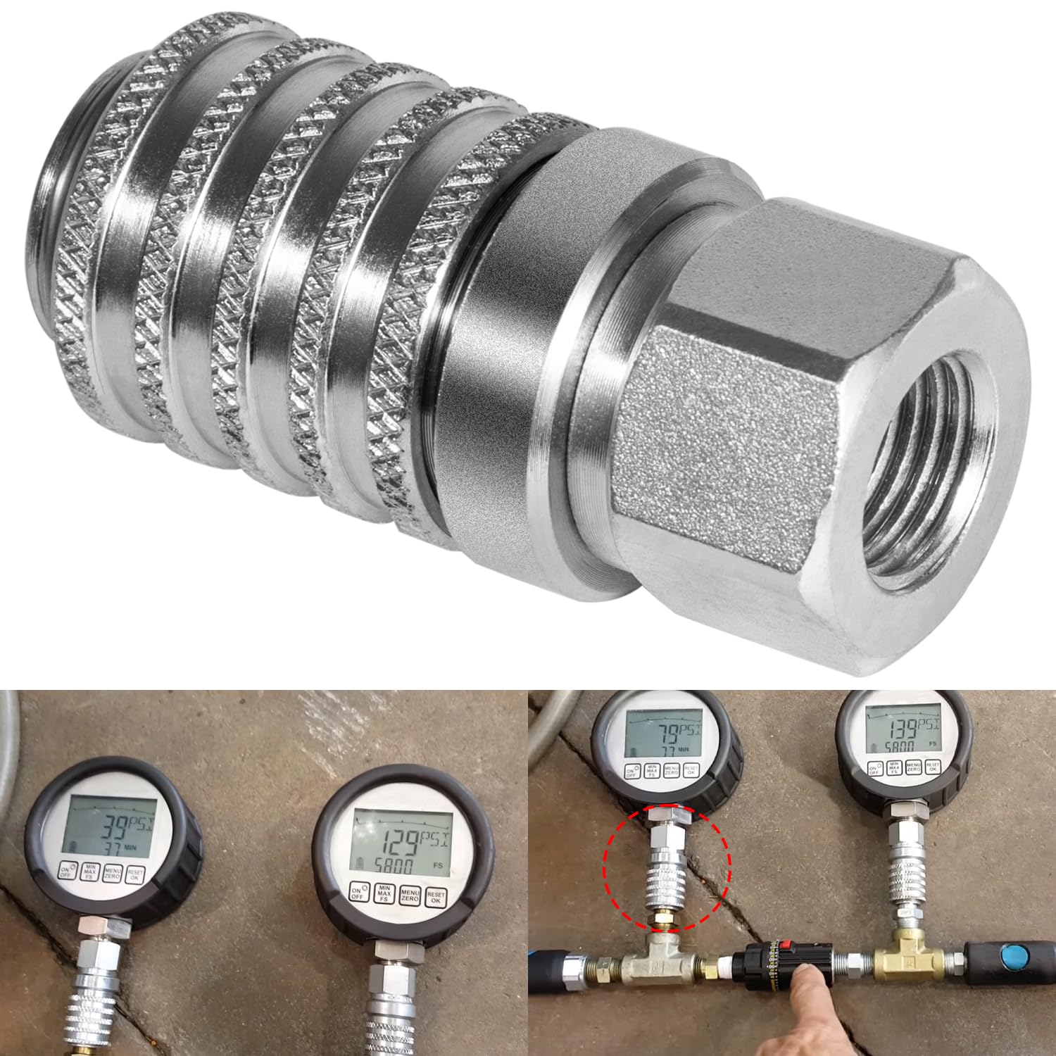 PD242 Series PD Steel Test Port and Diagnostic Equipment Quick Coupler with Female Pipe Thread, 1/8" Body Size, 1/4"-18 NPTF Thread Size, 2.12" Length (Heavy Duty)…