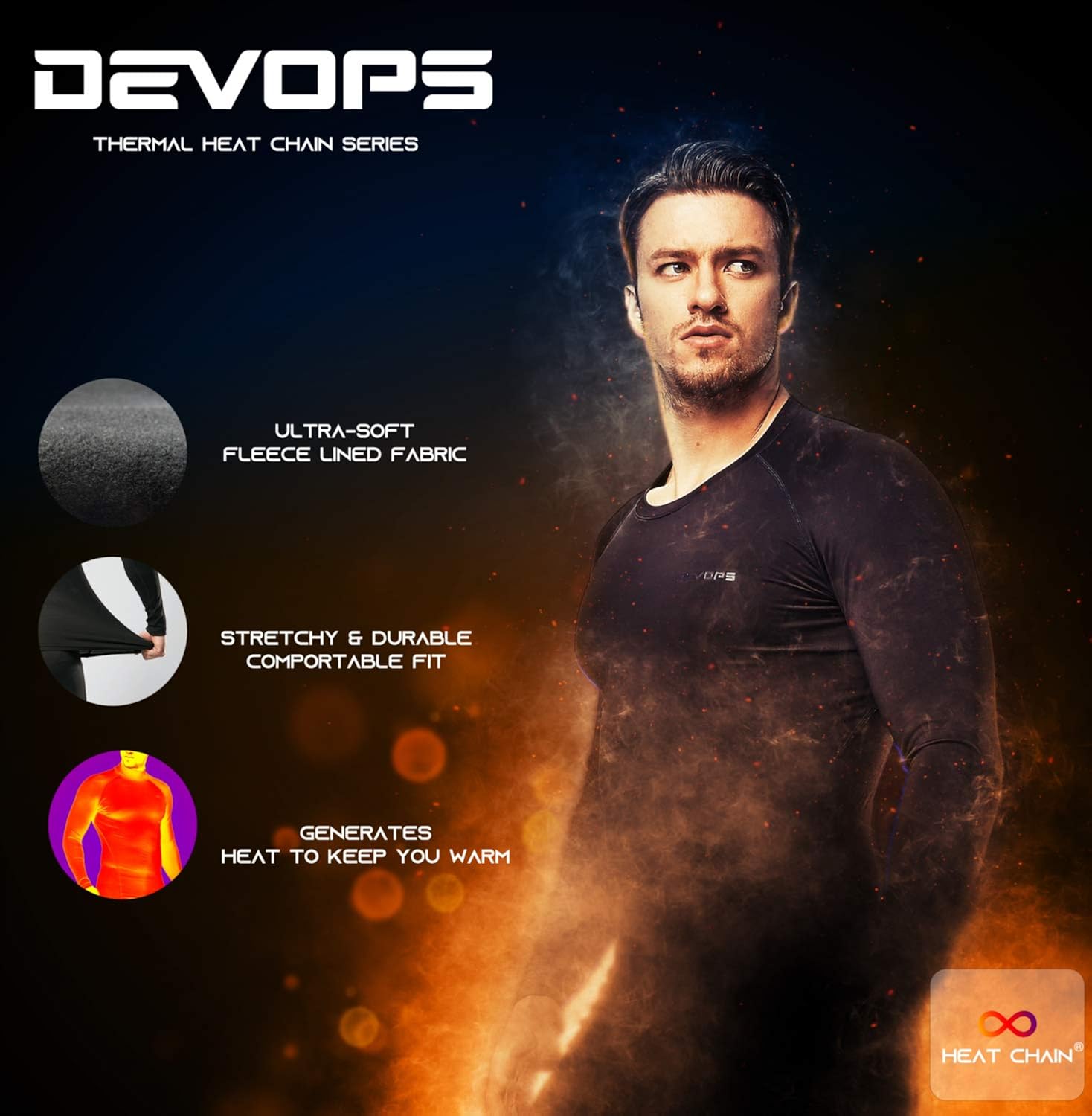 DEVOPS Men's Thermal Underwear Long Johns Set with Fleece Lined at  Men’s Clothing store