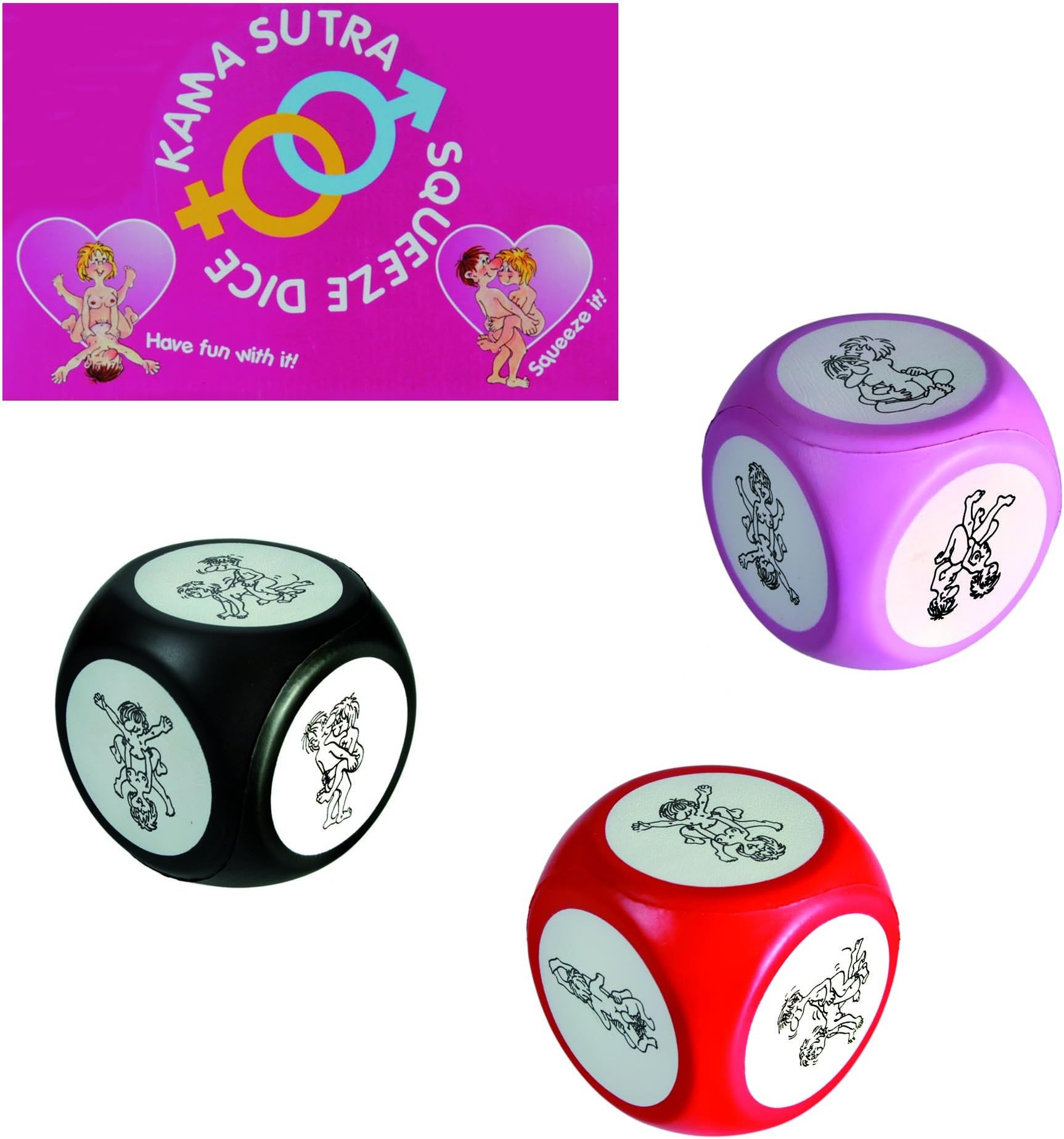 Fantastic gift present idea - Kamasutra Squeeze Dice - Red - 6 Different Positions - Gents, Mens, Mans, His, Lady, Ladies, Women, Her, Offer Sexy, Novelty, Naughty, Fun, Saucy Present, Gift Idea