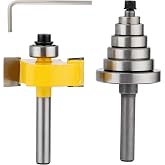 JTTJDB 1/4-Inch Shank Rabbet Router Bit with 6 Bearings Set - 1/8", 1/4", 5/16", 3/8", 7/16", 1/2" Interchangeable Bearings