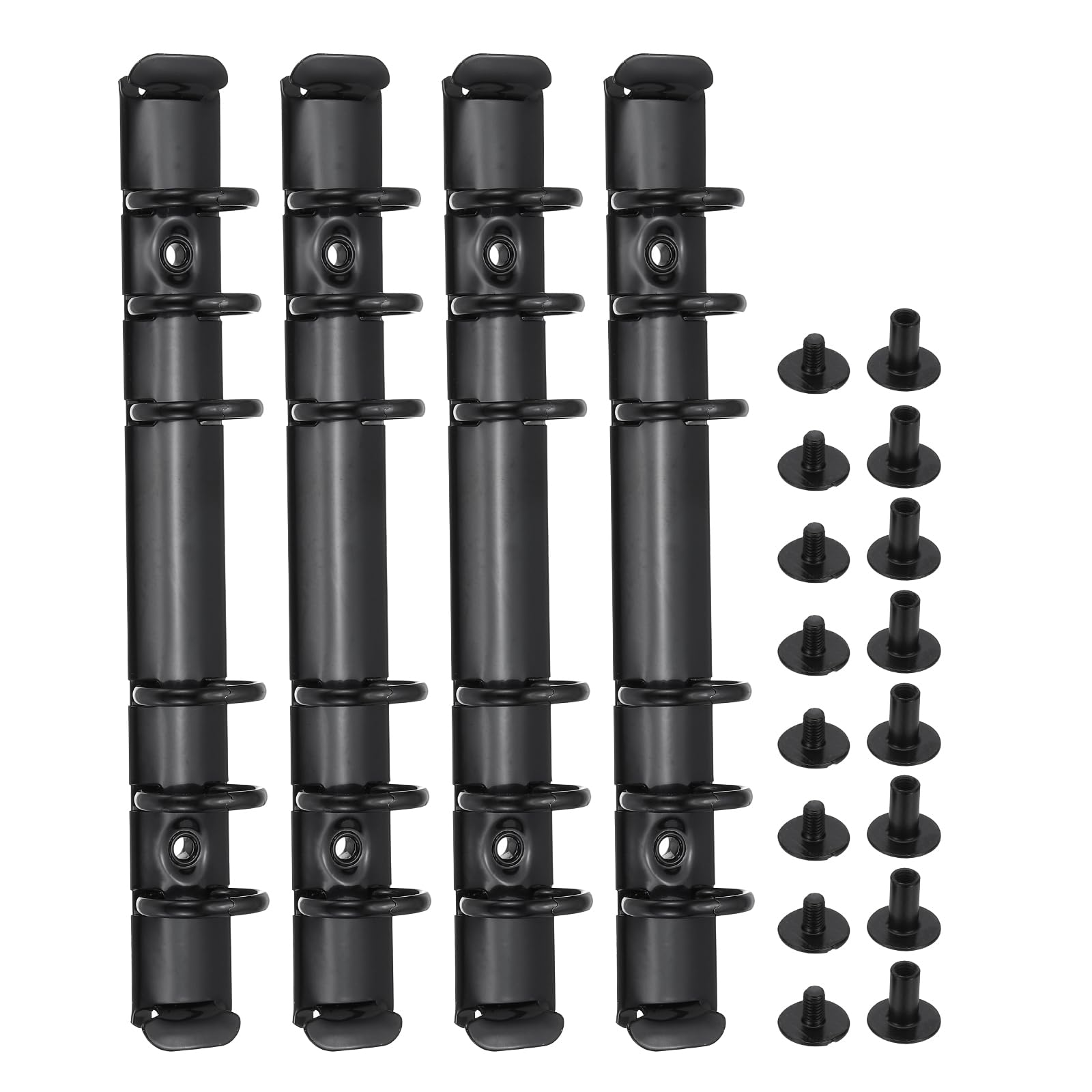 PATIKIL A6 6-Hole Ring Binder Mechanisms, 4 Set Binder Spines Replacement for Binder Planners, Black