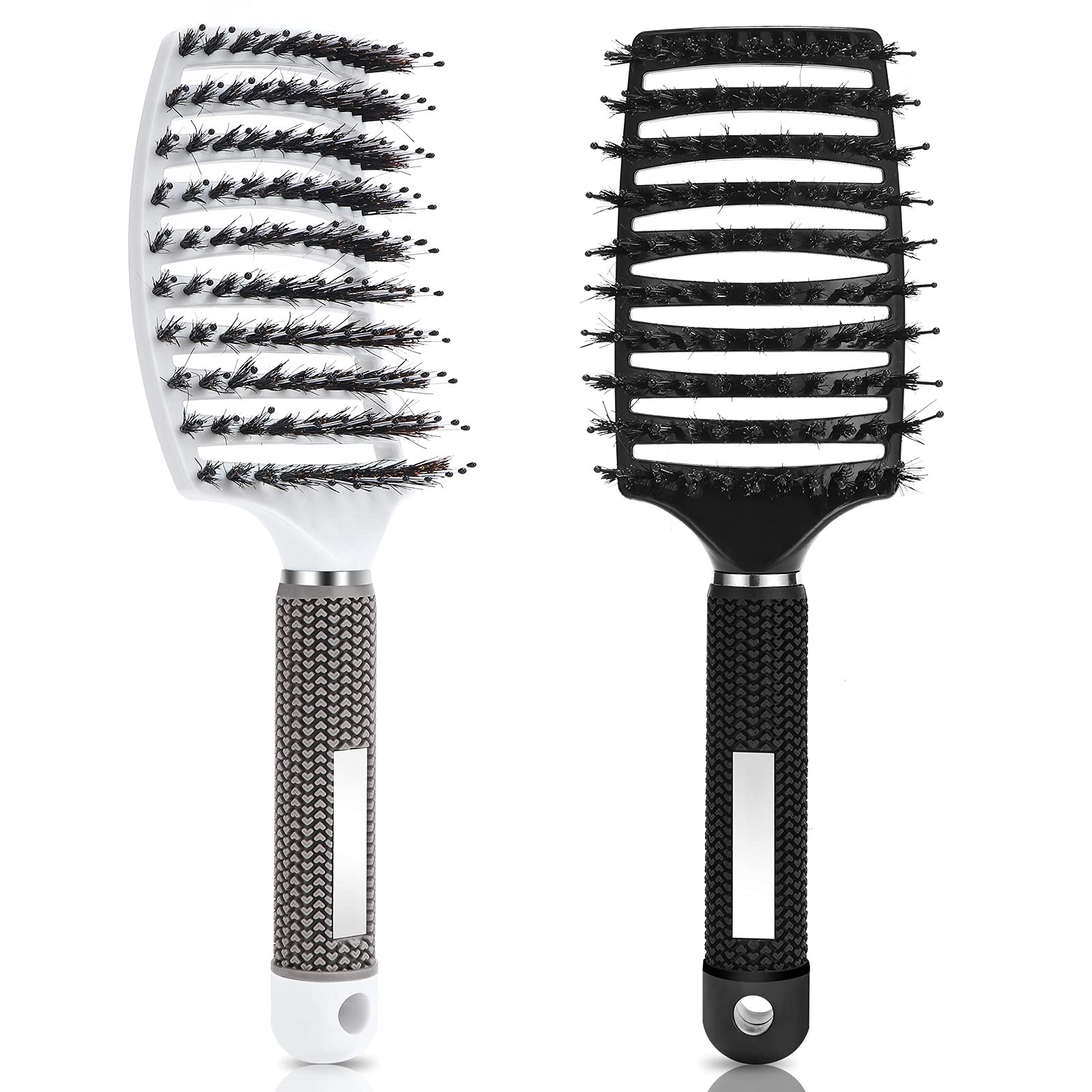 Detangle Hair Brush, 2 Pcs Boar Bristle Hairbrush Curly Tangle Free Hair Brush Women Men, Curved Vented Hairbrush for Wet/Long/Short/Thick Hair Reducing Hair Breakage and Frizzy Detangling Brush