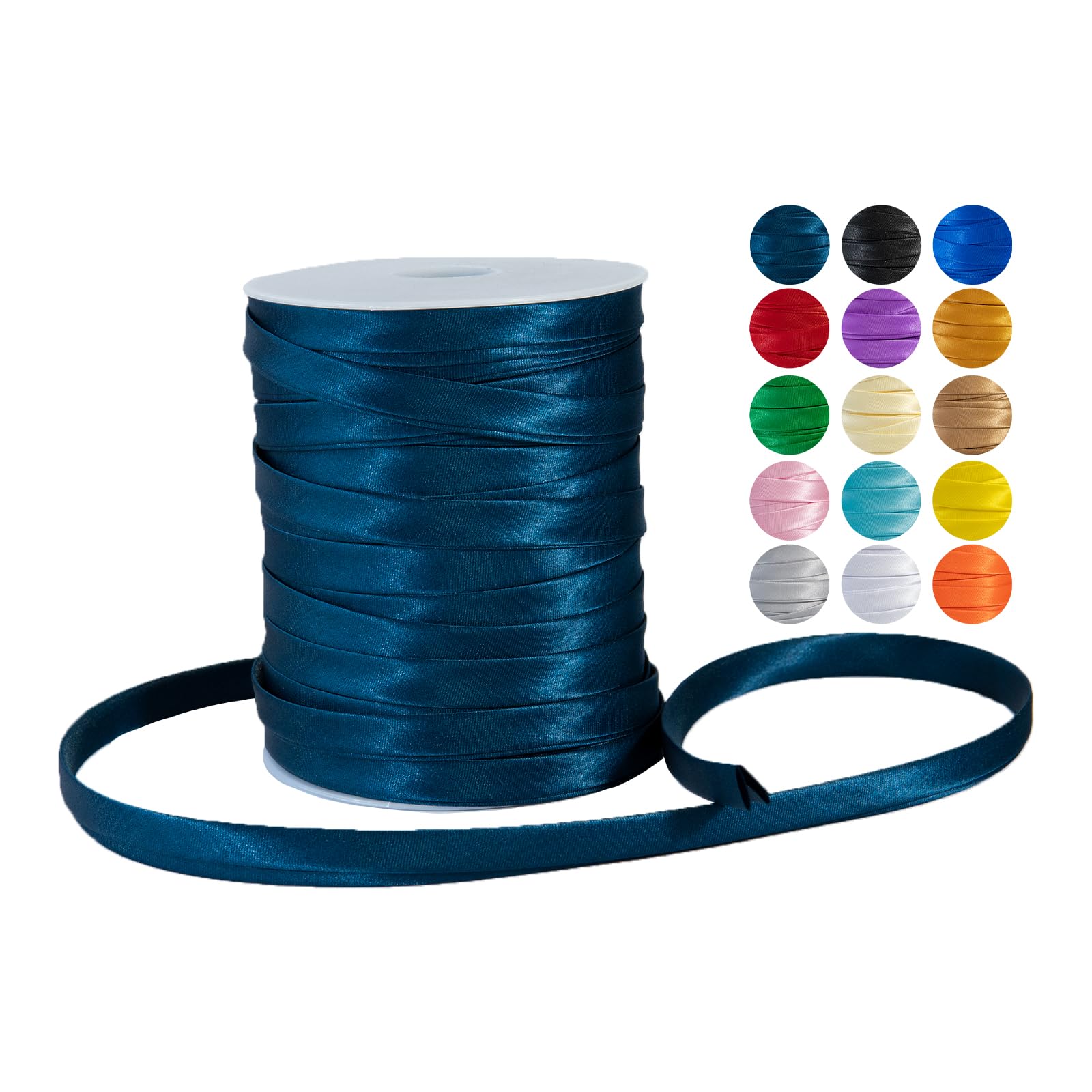 Photo 1 of [55 Yards] Double Fold Bias Tape 1/2 Inch (12mm) - Polyester Sewing Binding Tape for Quilting, Blanket Edging, Garment Hemming - Pre-Folded Edge Trim for Fabric, Pillow, Purse, Navy