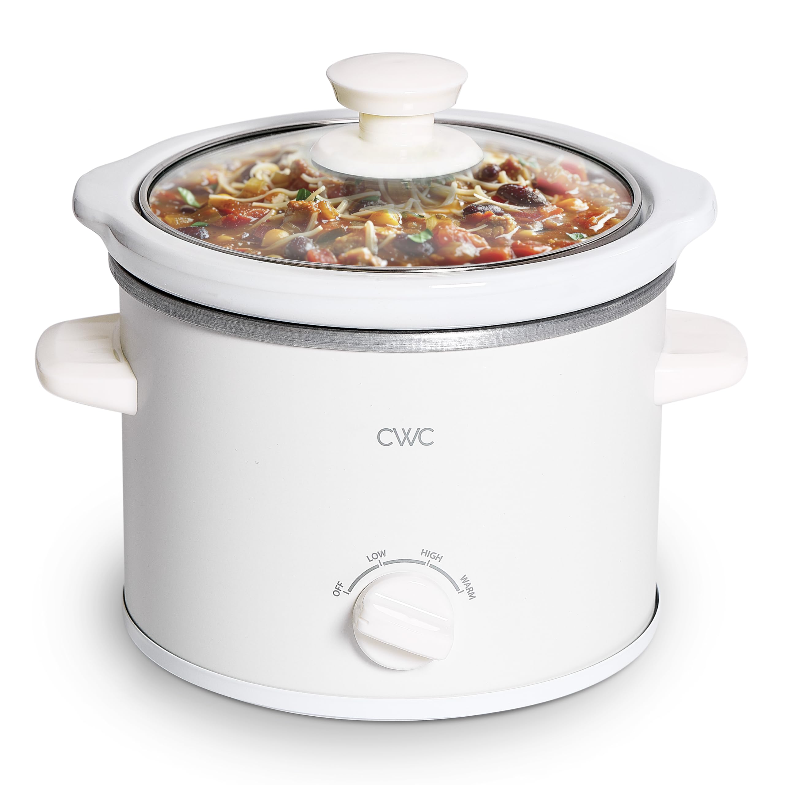 Photo 1 of COOK WITH COLOR 2QT Mini Electric Round Slow Cooker - Adjustable Settings, Removable Stoneware Pot, Tempered Glass Lid, Dishwasher Safe, Cool-Touch Side Handles, Cream