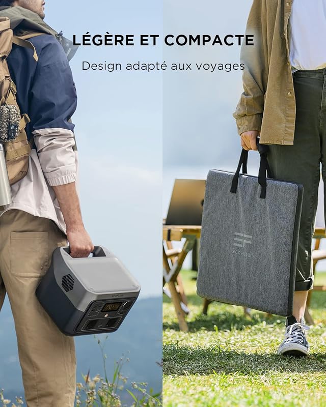 ECOFLOW Station électrique portable RIVER 2 MAX avec Panneau solaire 160W
