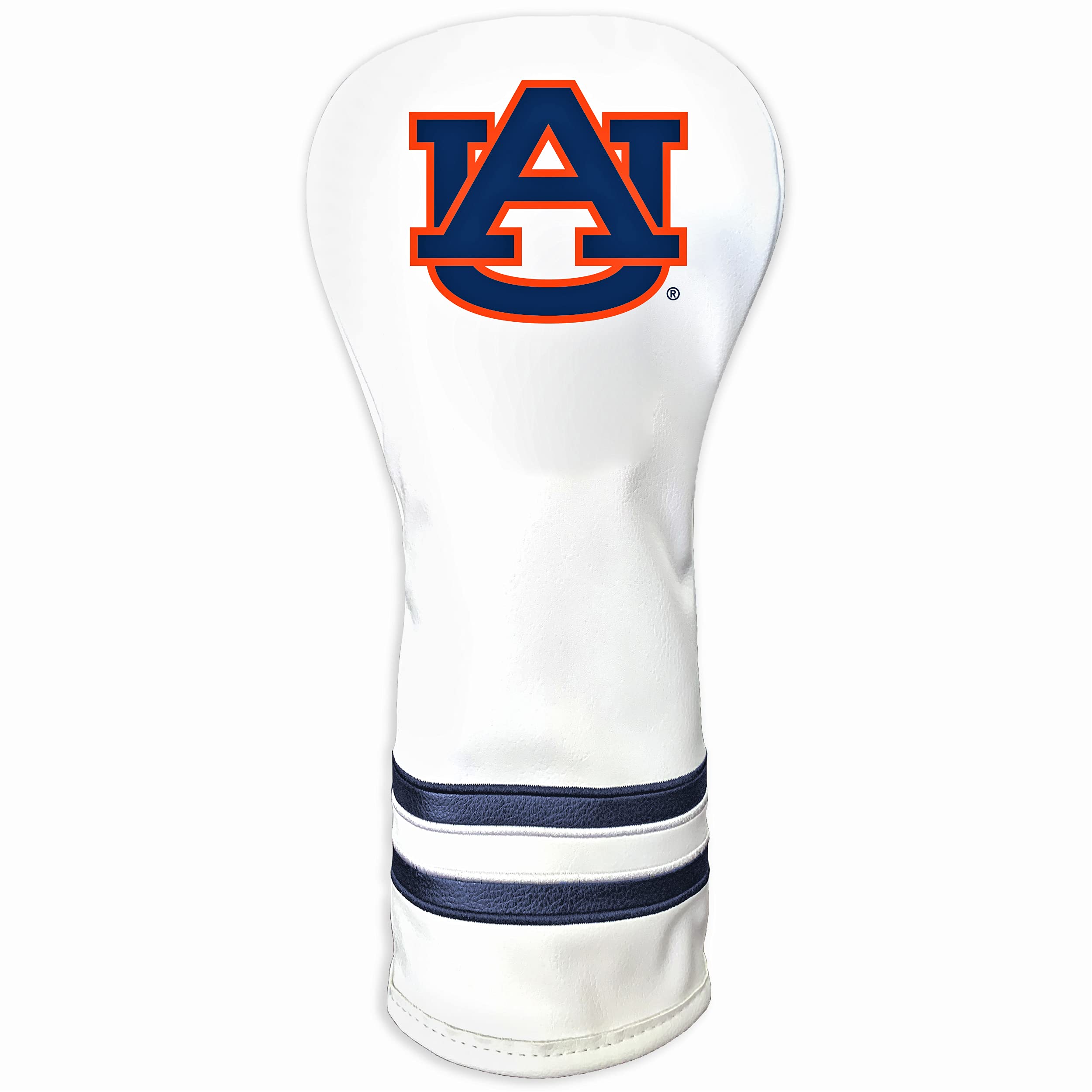 Team Golf NCAA Auburn University Tigers White Vintage Fairway Head Cover White Vintage Fairway Golf Club Headcover, Form Fitting Design, Retro Design