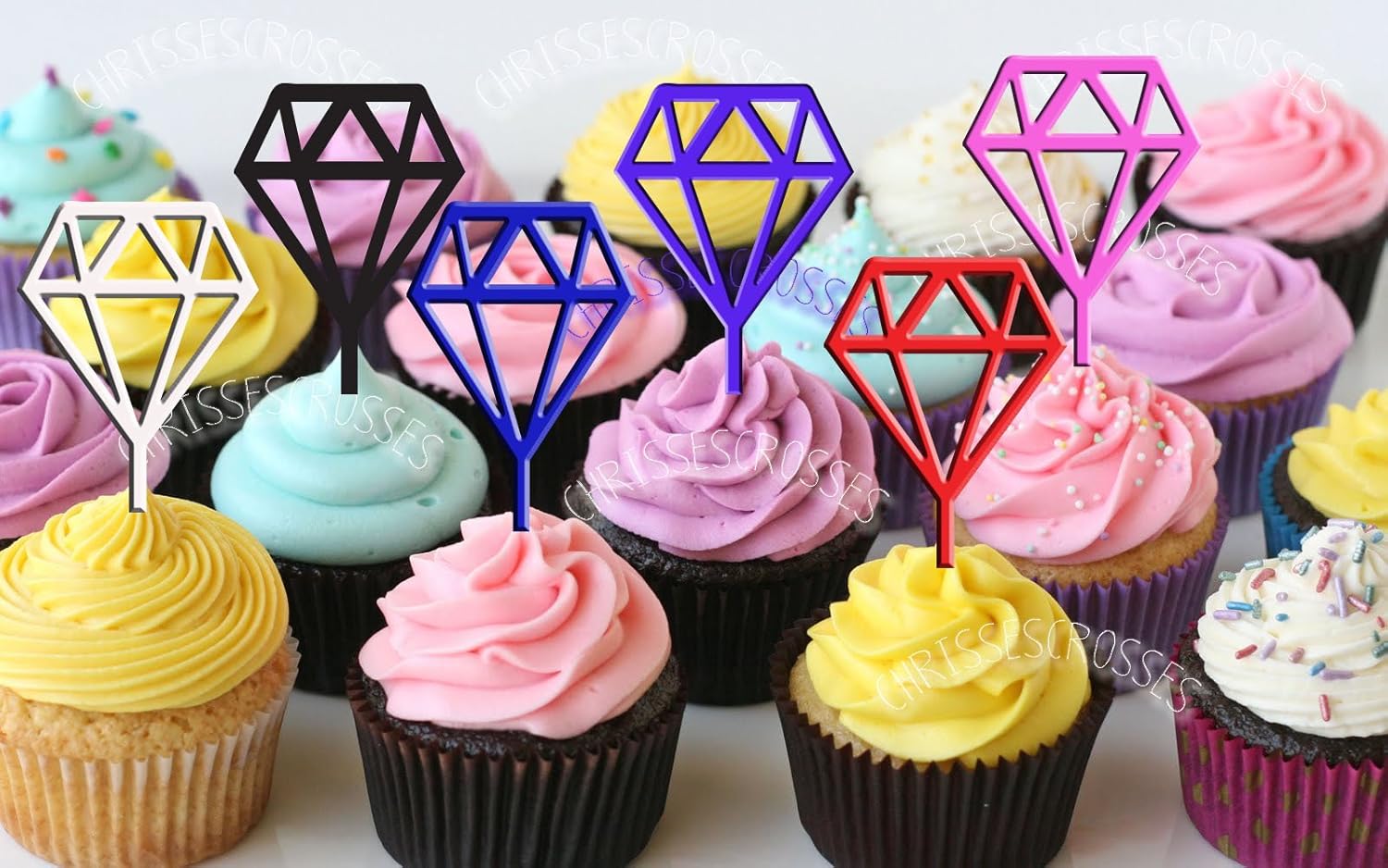 Diamonds Cupcake Toppers Handmade