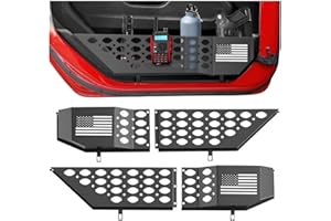 PICURA Metal Front Door Pocket Storage Box for Jeep Wrangler，Door Side Insert Organizer for Jeep Wrangler JL JLU 4XE 2018-2024 & Gladiator JT 2020-2024 Door Storage Expansion Accessories 2PCS, Flag