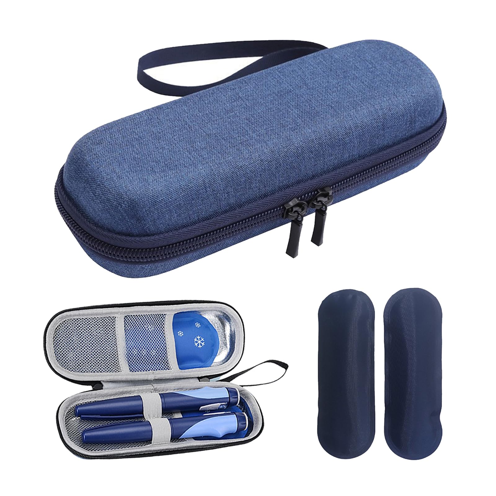 ARROMI Monjaro Travel Case, Insulin Cooler Travel Case, Diabetic Case with 2 Nylon Ice Packs, Medicine Cooler for Insulin Diabetic Supplies (Blue)