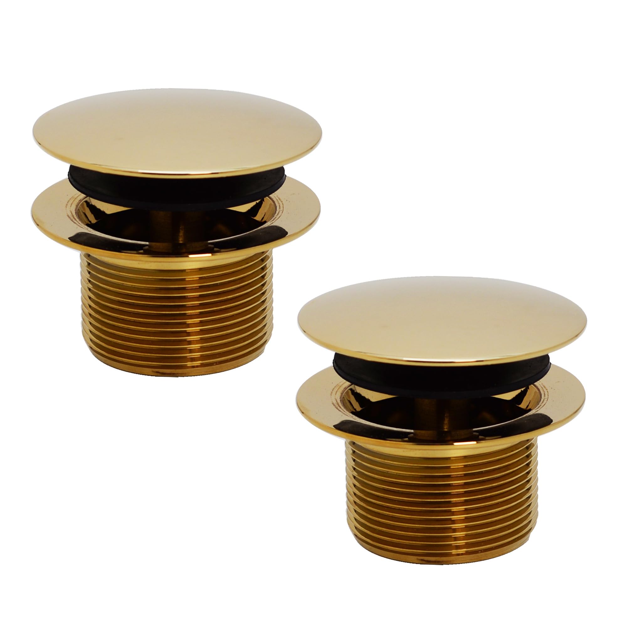 Westbrass D398R-2-01 1-1/2" NPSM Coarse Thread Mushroom Tip-Toe Bathtub Drain Stopper, Polished Brass (2-Pack) Image