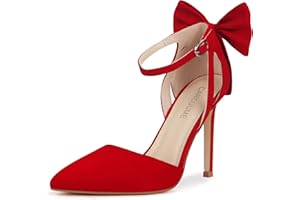 Carcuume Women's Closed Toe Heels Bow Stiletto Heel Sandals Pointed Toe Pumps Wedding Shoes