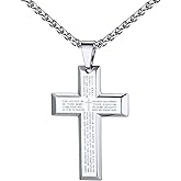 U7 Cross Necklace for Men, Stainless Steel Silver Black Gold Mens Cross Necklace, 22-24 Inches