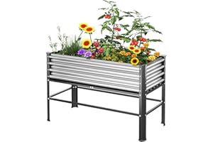 Doniks Raised Garden Bed with Legs, 48×24×32in Large Outdoor Metal Galvanized Garden Planting Box, 600lb Capacity for Vegetables Lawn Green Flowers, Fruits, Terrace