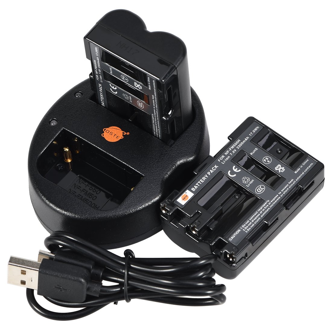 DSTE® 2 Pack NPFM500H Battery + Dual USB Quick Charger Compatible con