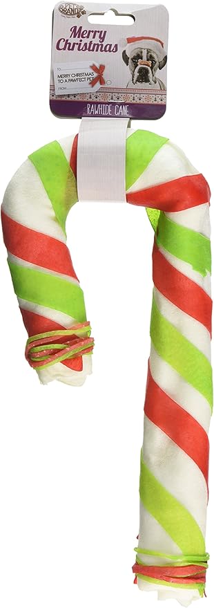 rawhide candy cane dog treat